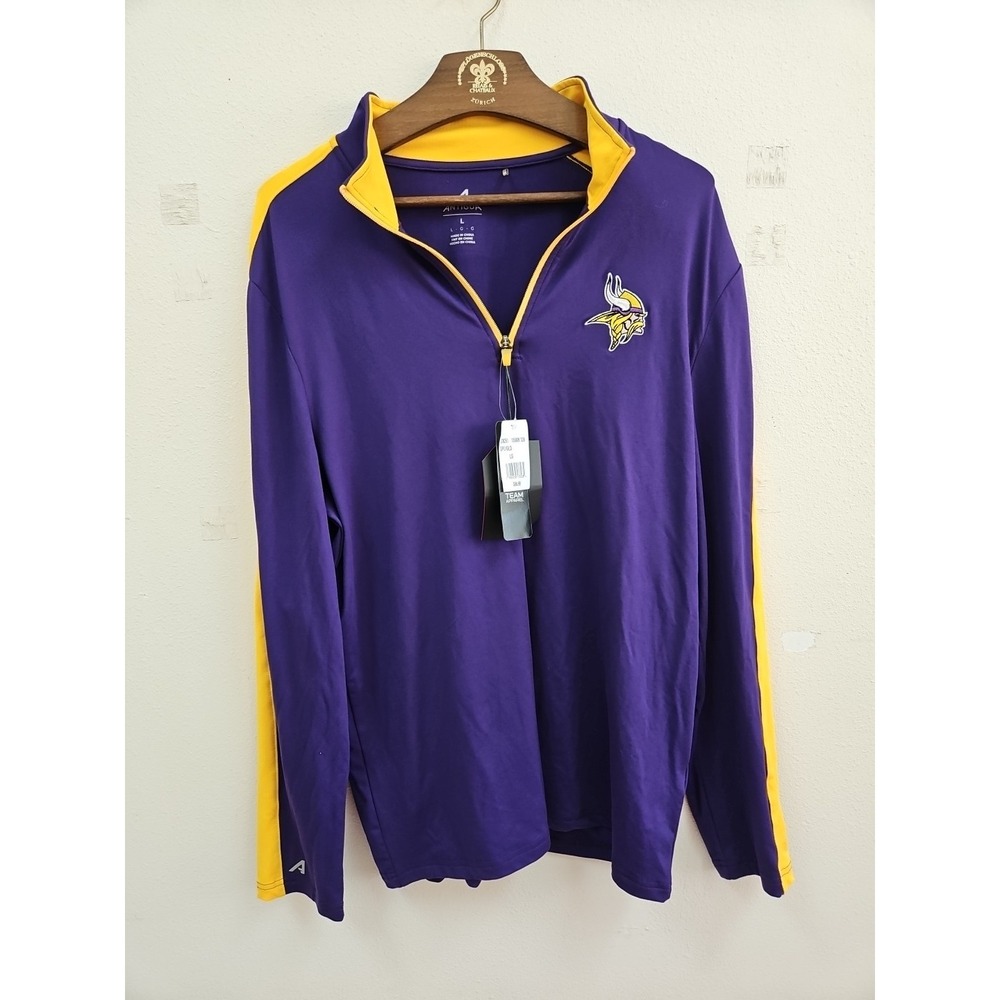 Minnesota Vikings NFL Apparel Football 1/4 Zip  Pullover Mens Sz Large NWT